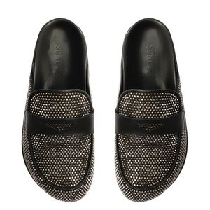 SCHUTZ Black and Silver Studded Clogs